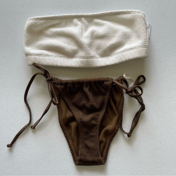NWT Good American Bikini Top & Bottom Always Fit Tiny Ties & Bandeau Top Swim SM - Picture 1 of 5